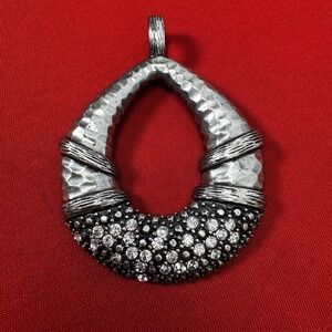 Premier Designs 3-3/8" Teardrop Pendant - Silver Tone